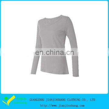 Super Quality Bamboo Stretch Grey Color Woman's Fitness Long Sleeve T Shirts