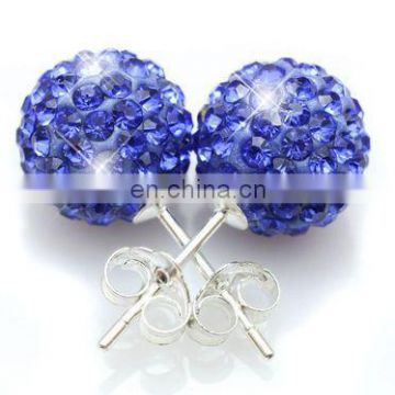 6-8-10-12mm 925 Sterling Silver Shamballa Crystal Ball Stud Earrings JE2426