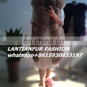 Top Quality 100% Real Genuine Fox Fur Vest Gilet Waistcoat Jacket Outwear Women Vintage Warm