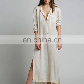High Quality Muslim Woman Wear, High Low Cotton Long Sleeve Dress Design photo-6