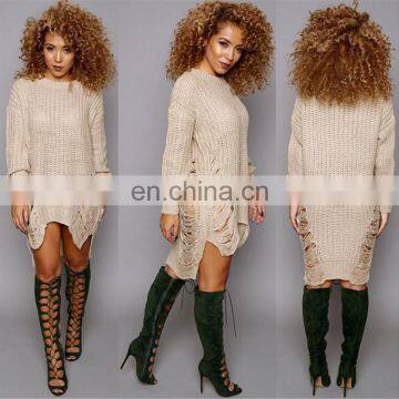 Korea Winter Long Coat Wholesale Hollow Out Knit Pullover Women Sweater KMY1286 photo-4