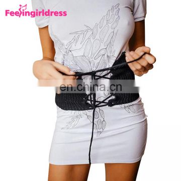 Wholesale Fashion Women Black Knitting Elastic Wide Waist Belt Waist Support Belt