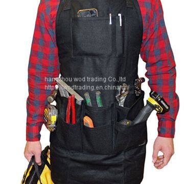 heavy duty waxed canvas work shop tool apron with 11 pockets