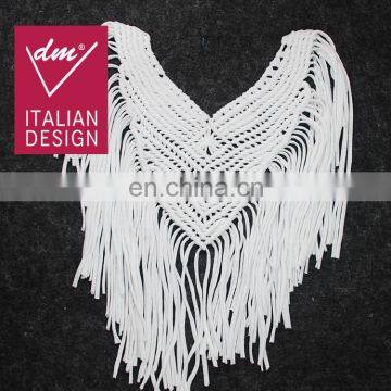 Hot sell embroidery collar cotton tassel neck designs for ladies suit