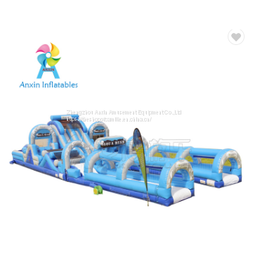 Inflatable water slide with obstacles Aqua Rush HUGE water slide park combining 5 module