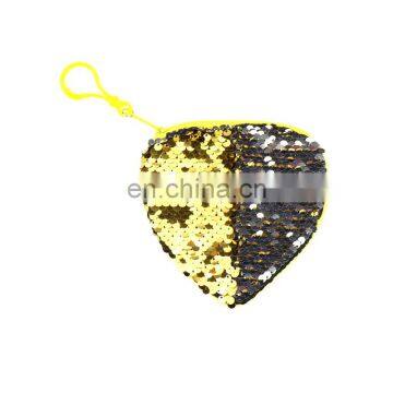Girl Reversaible Heart Shape Sequin Coin Purse Mermaid Spiral Wallet Baby Bag With String photo-5