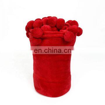 Super Soft Touch Home Textile Pompom Flannel Fleece High Quality Bed Throw Blankets for Adult photo-5