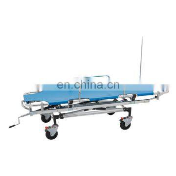 Foldable aluminum hospital patient transport hydraulic stretcher