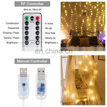 Led Wedding Curtain String Lights 3M X3M 300leds 8 Modes USB Powered photo-6