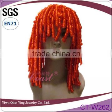 New design&fashion long orange curl synthetic fiber party wigs