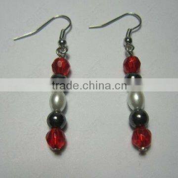 Fashion Hematite Crack Beads Earring;hematite beads and silver color earring findings hematite earrings 2pcs/set