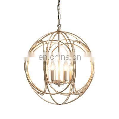 LED Modern Gold Round Shape Chandelier Bedroom Bedside Balcony Simple European Pendant Lighting E14