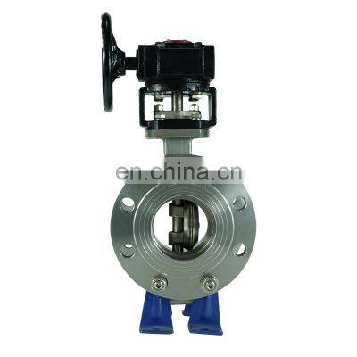 2 inch stainless steel ss304 ss316 metal seal flange Turbine worm wheel butterfly valve