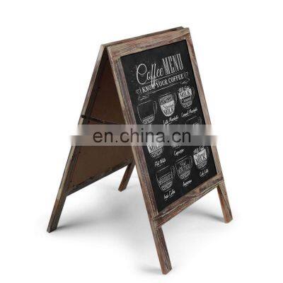 Double Sides A-Frame Chalkboard Sign Rustic Wooden Sidewalk Easel Chalk Stand photo-2