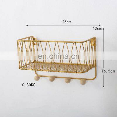 Best Selling Bathroom Metal Wire Shelving Rack Living Room Wire Storage Racks With Bamboo Ball Bathroom Accessories Rack photo-2