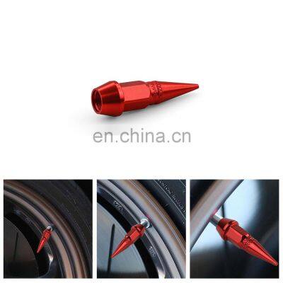 AOSU 4PCS Alloy Metal Aluminum Red Chrome Custom Brand Logo Spike Air Valve Covers Stem Cap Wheel Customized Car Tire Valve Caps