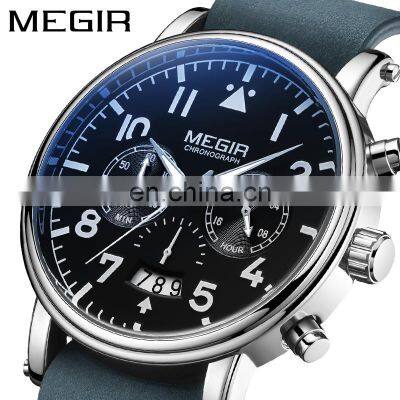 Megir 2149 Affordable Hand Watches Quartz Movement Waterproof Fashion Leather Men Watch Gift Set