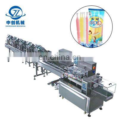 Multi Piece Sticks Chocolate Bars Full Automatic Pillow Wrap Packaging Pillow Type Film Roll Ice Pops Flow Packing Machine