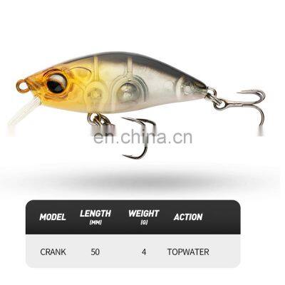 JOHNCOO Hard Bait 50mm 4g Artificial Fishing Bait Lifelike Rapid Action in Water Mini Crank Fishing Lures photo-2