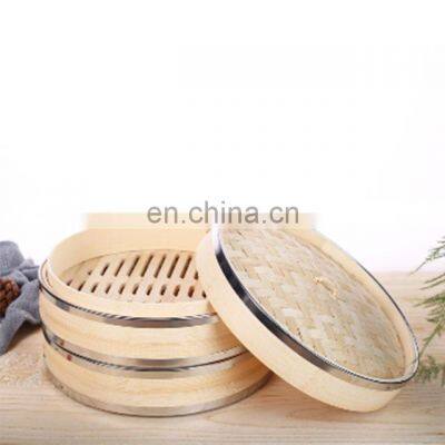 High Quality 10 Inch Bamboo Steamer With Steel Rings for Cooking Steamer Basket