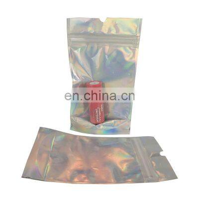 Customized stand up pouch laser foil plastic packaging bag for food snacks glitter used for cosmetic and daily necessities