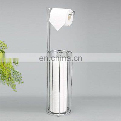 OEM Diamond Series Bathroom Metal Vertical Standing Paper Dispenser Toilet Tissue Paper Roll Storage Shelf Toilet Paper Holder photo-2