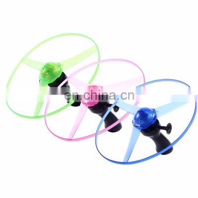 Kid Sports Pull Line Saucer Toys Children outdoor Fun Rotating Flying Toy LED Light Processing Flash Flying Toy For Parks Beach