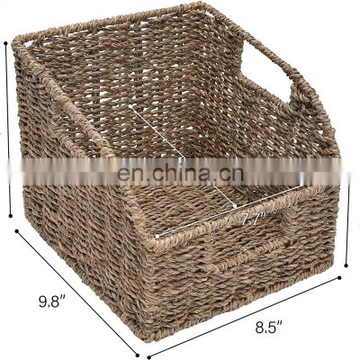 Vietnam naturel high quality laundry basket Hand Woven seagrass Wicker Baskets with Built-in Handles,  rattan basket