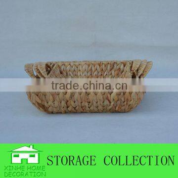 S/3 Square Water Hyacinth Woven Gift Tray With Handles photo-3