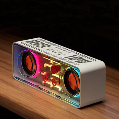 Dual speaker transparent Mecha wireless Bluetooth speaker Cyberpunk style bright lights small steel cannon bass diaphragm sound