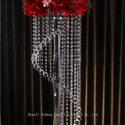 Wholesale Crystal Column Flower Stand Chandelier Candelabra Table Centerpiece For Wedding Decoration