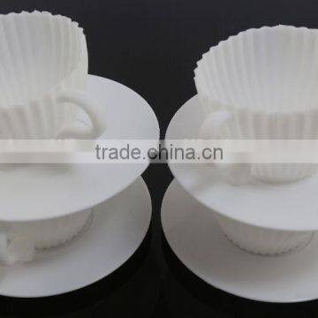 Resuable and oven safe silicone teacup cupcake molds