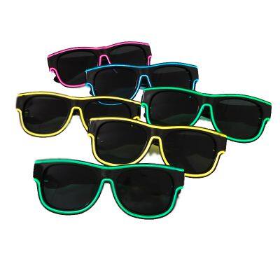Party Decoration Black Lens USB Charging EL Light up Sunglasses Wireless Rechargeable LED Glasses