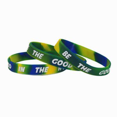 Factory Price Customized Multi-color Segmented Printed LOGO Smooth Waterproof High Quality Silicone Wristband Sport Bracelet