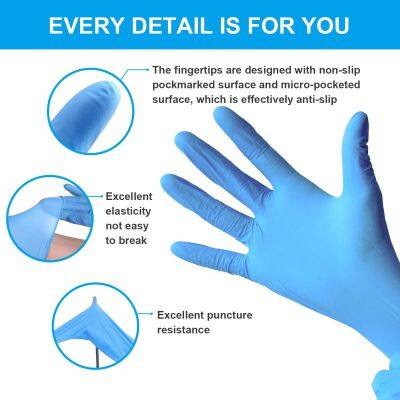 USA Wholesale 4.5 Mil Finger Textured Mechanic Heavy Duty Acid And Oil Resistance Industrial Food Safe Nitrile Gloves Powder Free photo-4