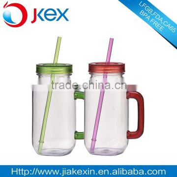 Tall mason jars wholesale with handles and plastic lid