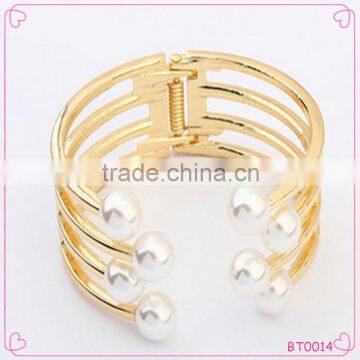 Wholesales Bracelet Opening Wide Wire Pearls Cuff Bangle Bracelet Exaggerate Pearl Jewelry
