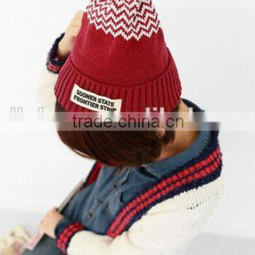 Best Selling Fashion Cute Peaked Top Wave Knitting Hats and Caps for Women