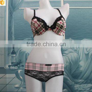 Hot underwear online shopping and plaid nylon bra made in china