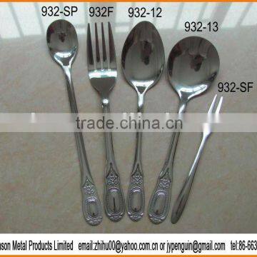 932# lastest design stainless steel high quality tableware 5pcs cutlery set - soda spoon, spoon, fork and sausage fork