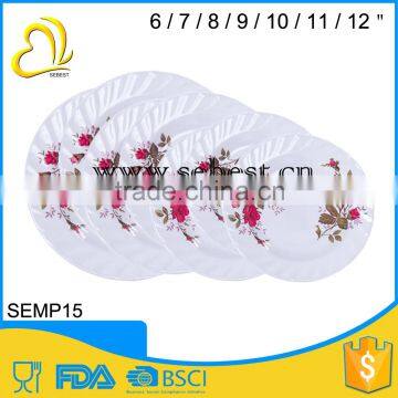 cheap Various Size embossed edge round shape melamine elegant disposable plates