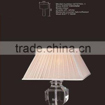 led light crystal table decoration&light up bar table with beige fabric shade