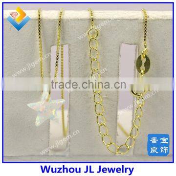 factory price hot selling white star opal pendant necklace with S925 silver 18K gold plated chain