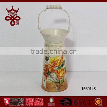 Farm Tools Home Decorative Tall Milk Bucket Tin Pot Wood Handle Metal Milk Tank photo-6