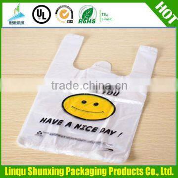 wholesale cheap shopping bag / side gusset flat bottom bag / t-shirt thank you plastic bag