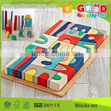 2015 Hot Selling Products 52pcs Village Blocks Colorful Wood Building Block Set with a tray                        
                                                Quality Choice