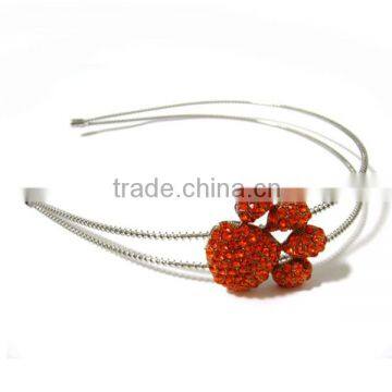 Wholesale Accessory Paw Print Orange Rhinestone Headband