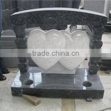 European style granite double heart temple headstones