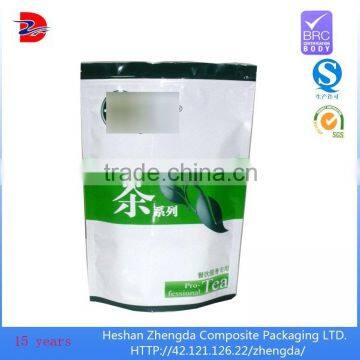 25kg laminated material zip top stand up plastic bag for packing tea wholesale