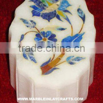 Indian Handcrafted White Marble Inlay Jewelry Boxes